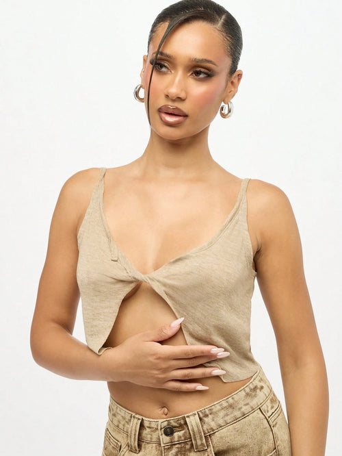 Twisted Front Crop Tank Top