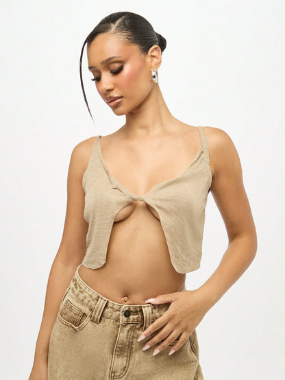 Twisted Front Crop Tank Top