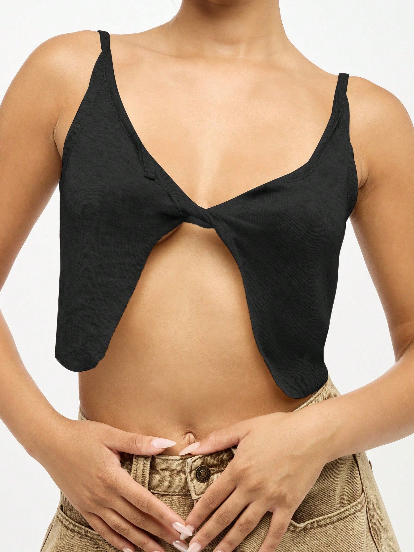 Twisted Front Crop Tank Top